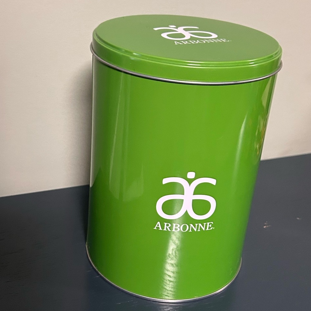 Arbonne Bright Green Branded Tin Canister